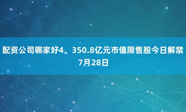 配资公司哪家好4、350.8亿元市值限售股今日解禁7月28日